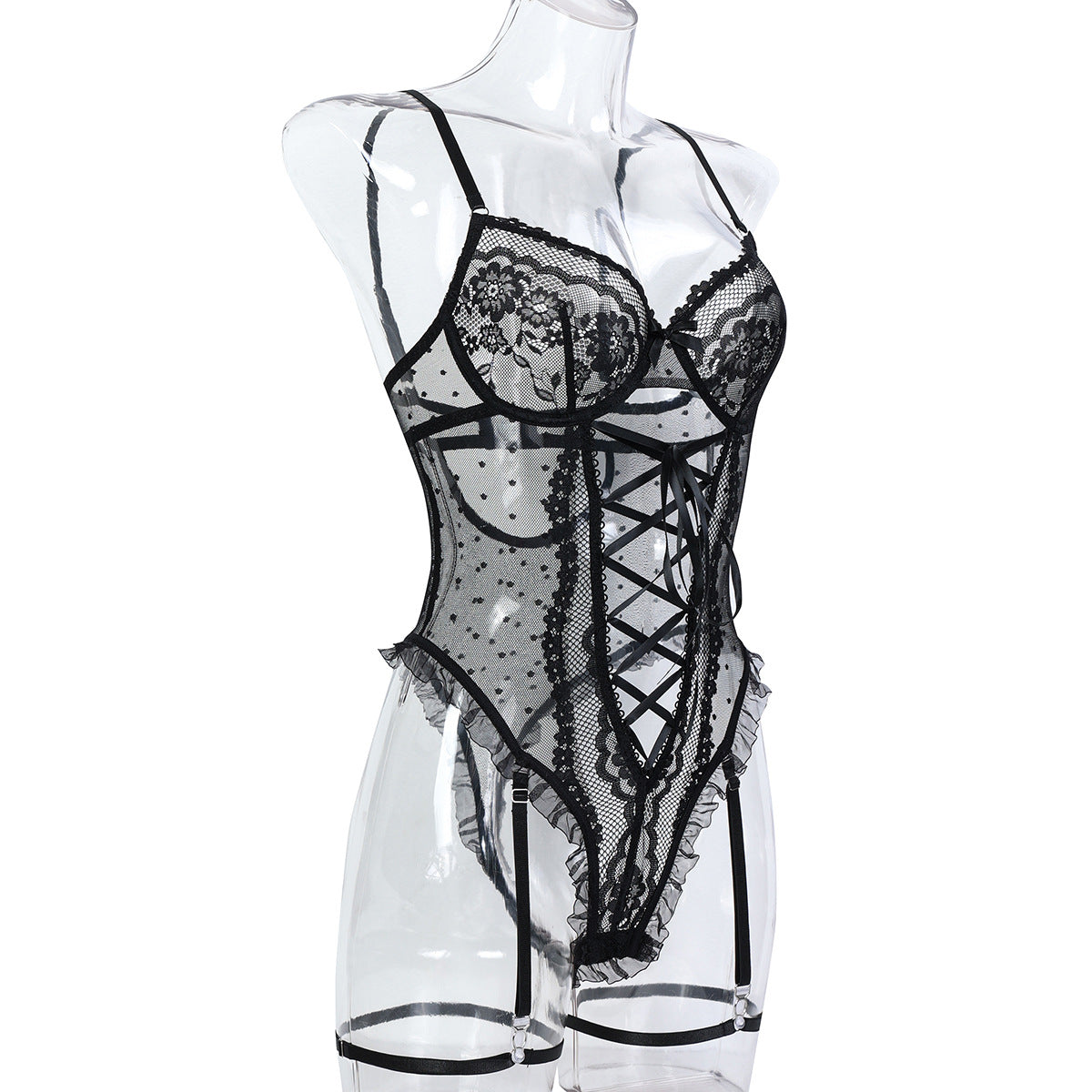 Lace Cutout Cross-Strap Jumpsuit MORESEE