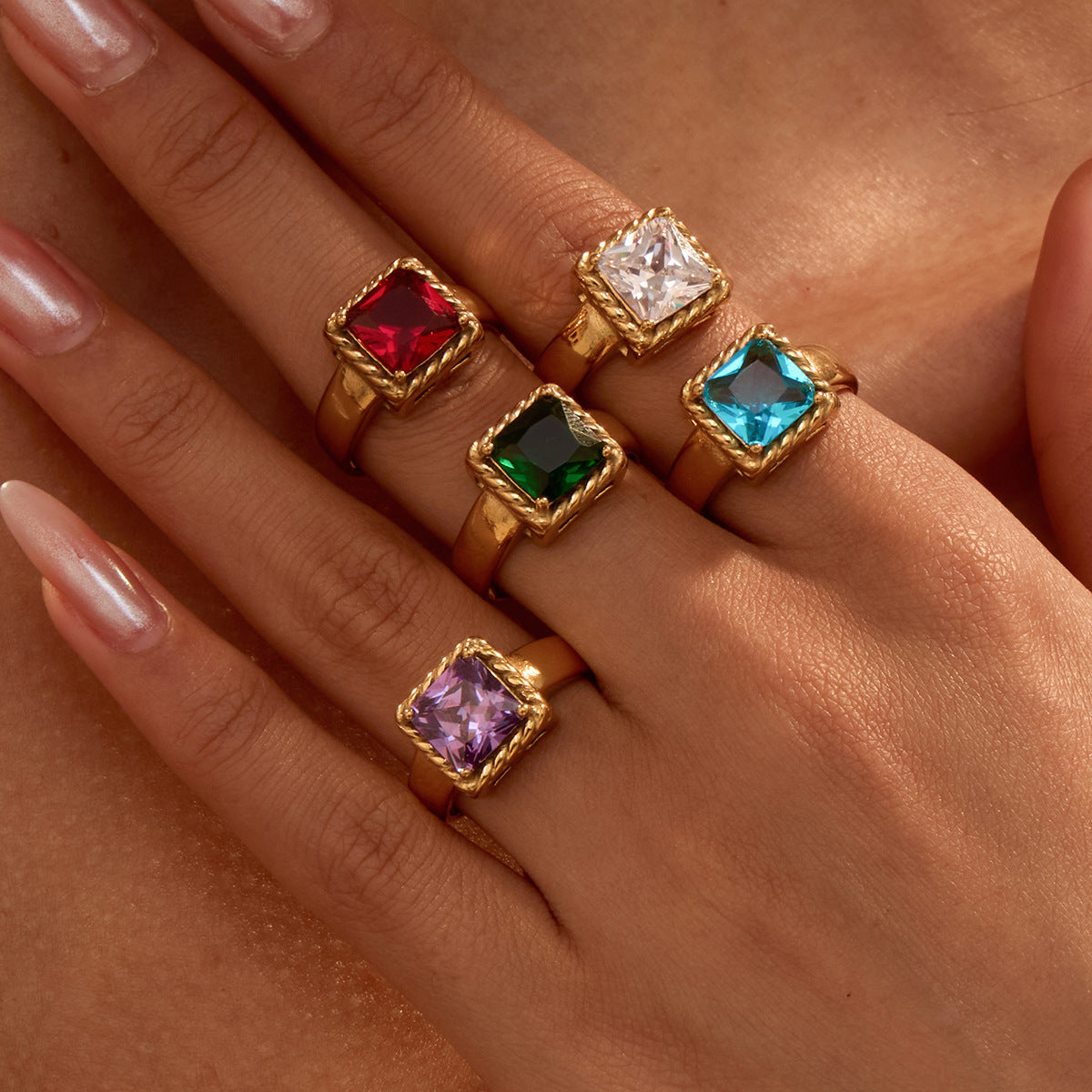 Luxe Glow Open Square Zircon Ring Nimai