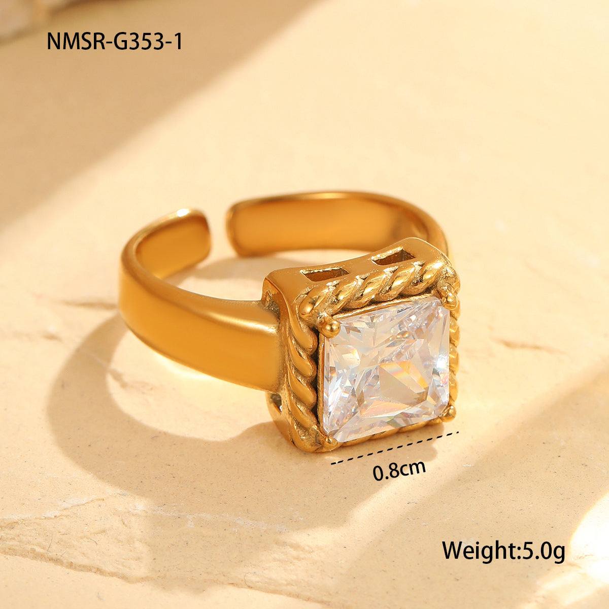 NMSR-G353-1 White Square Ring