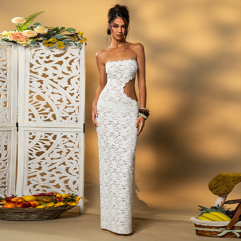 Lace Cutout Backless Bodycon Dress COORAL