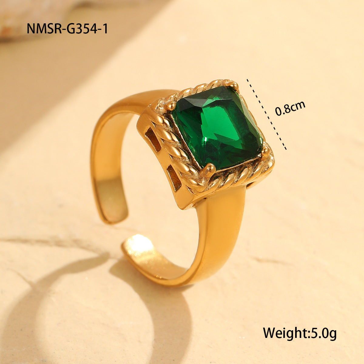 NMSR-G354-1 Green Square Ring