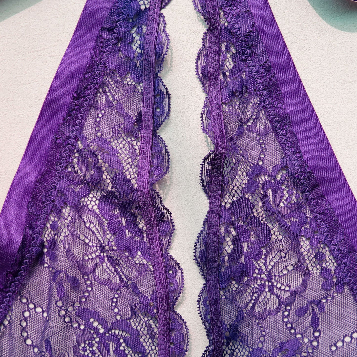 Purple Lace Plunge Halter Lingerie Luisa