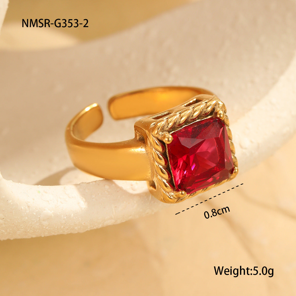 NMSR-G353-2 Red Square Ring
