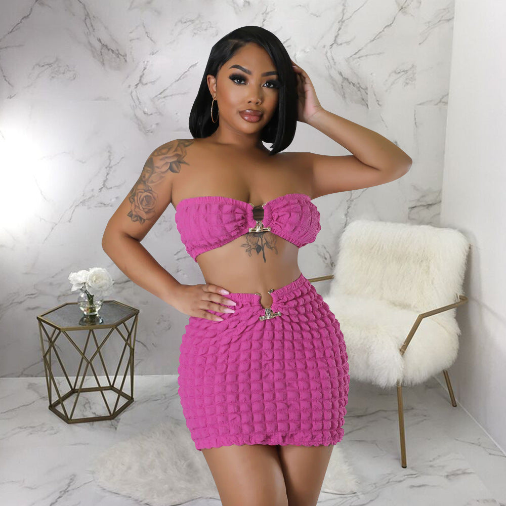 Sexy Popcorn Two-Piece Skirt Set MOOYAA