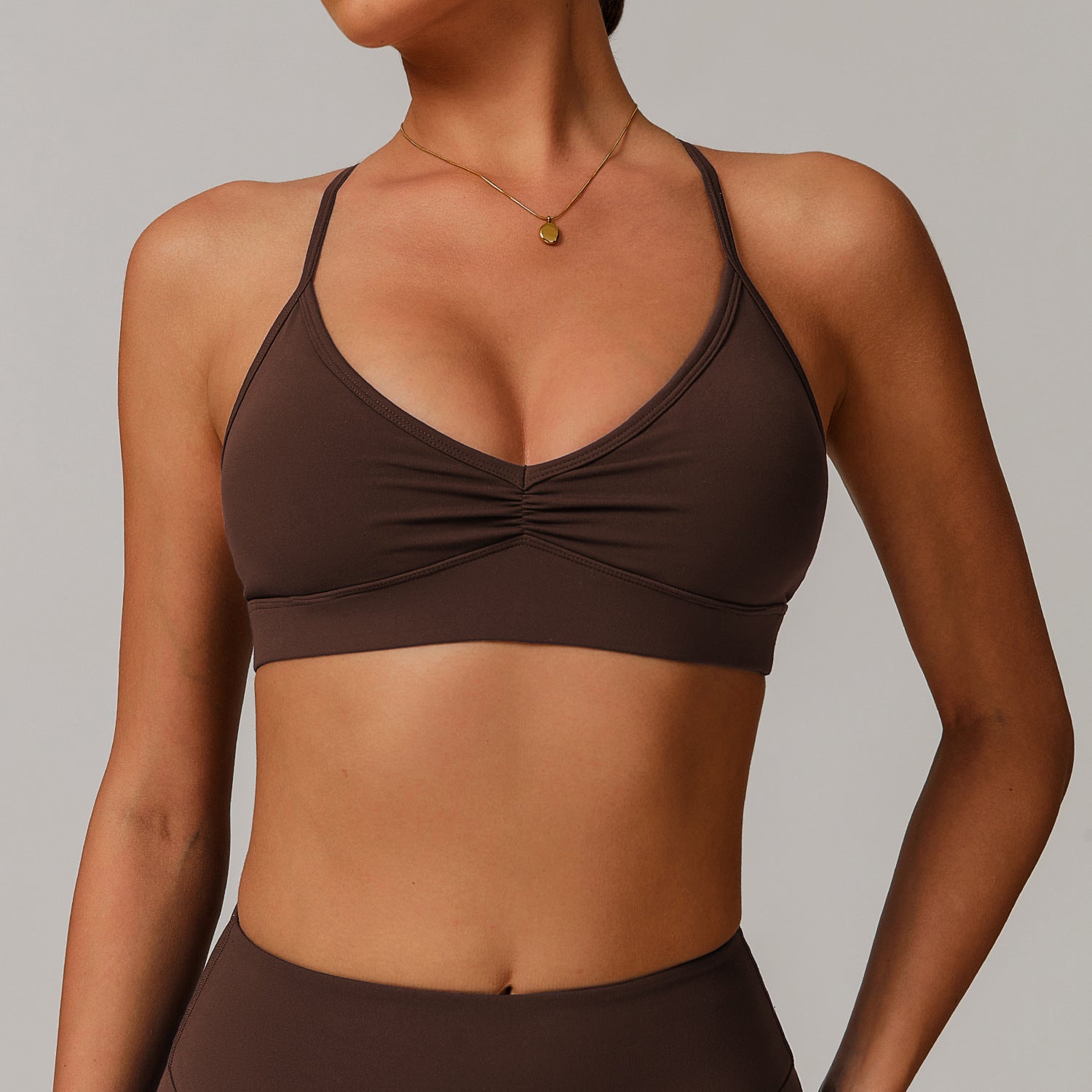V-Neck Crossback Yoga Sports Bra Ze