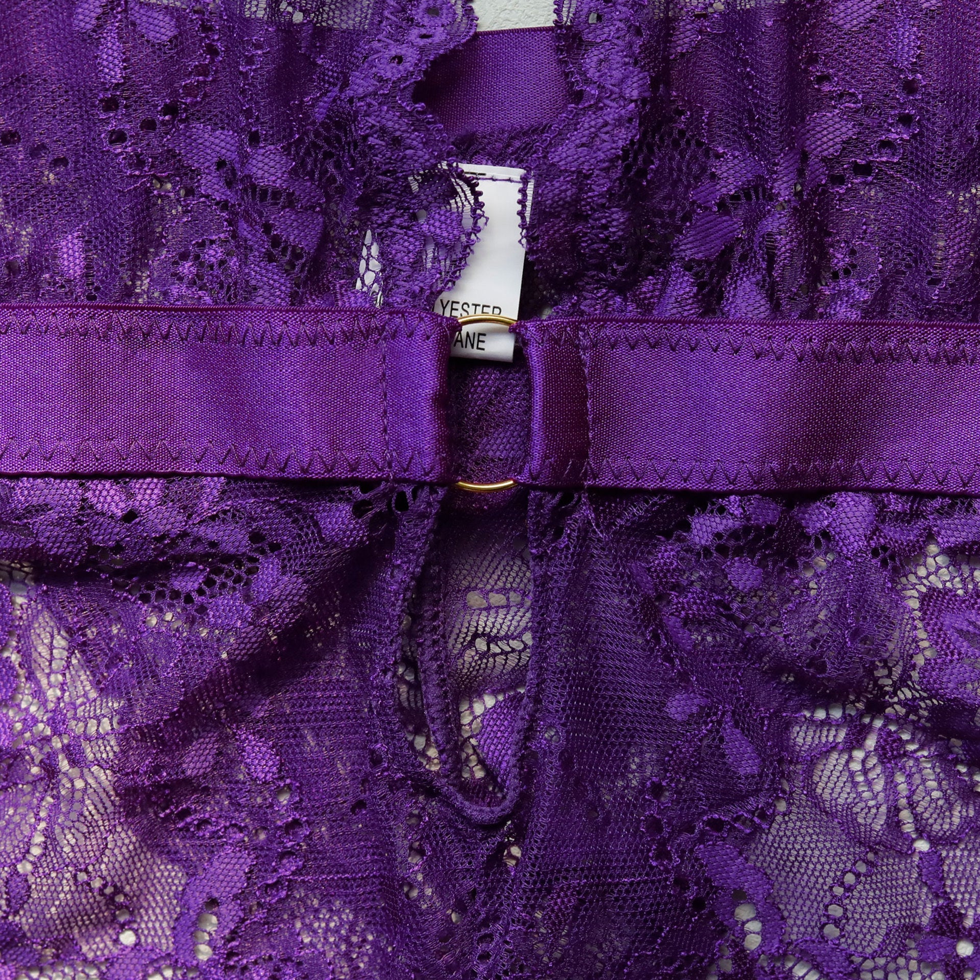 Purple Lace Plunge Halter Lingerie Luisa