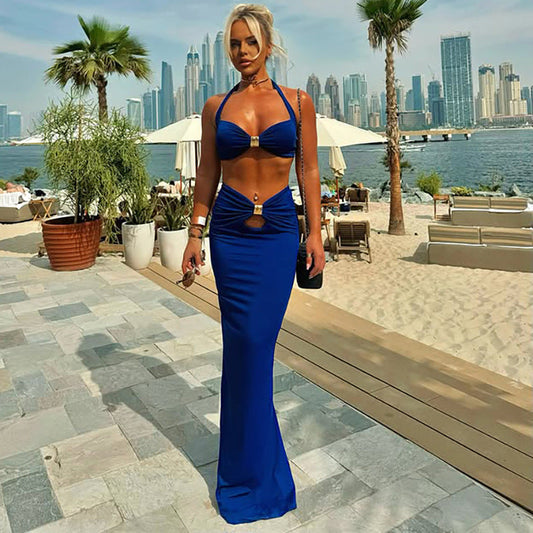 Summer Chic Halter Maxi Skirt Set Cecil