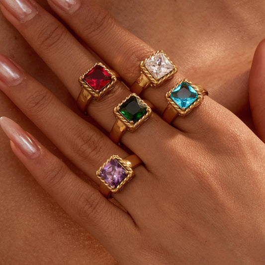 Luxe Glow Open Square Zircon Ring Nimai