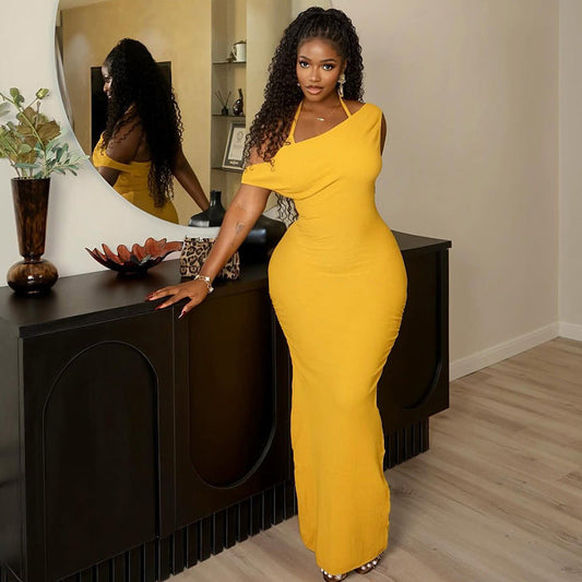 Elegant Slim Fit Halter Maxi Dress Kinci