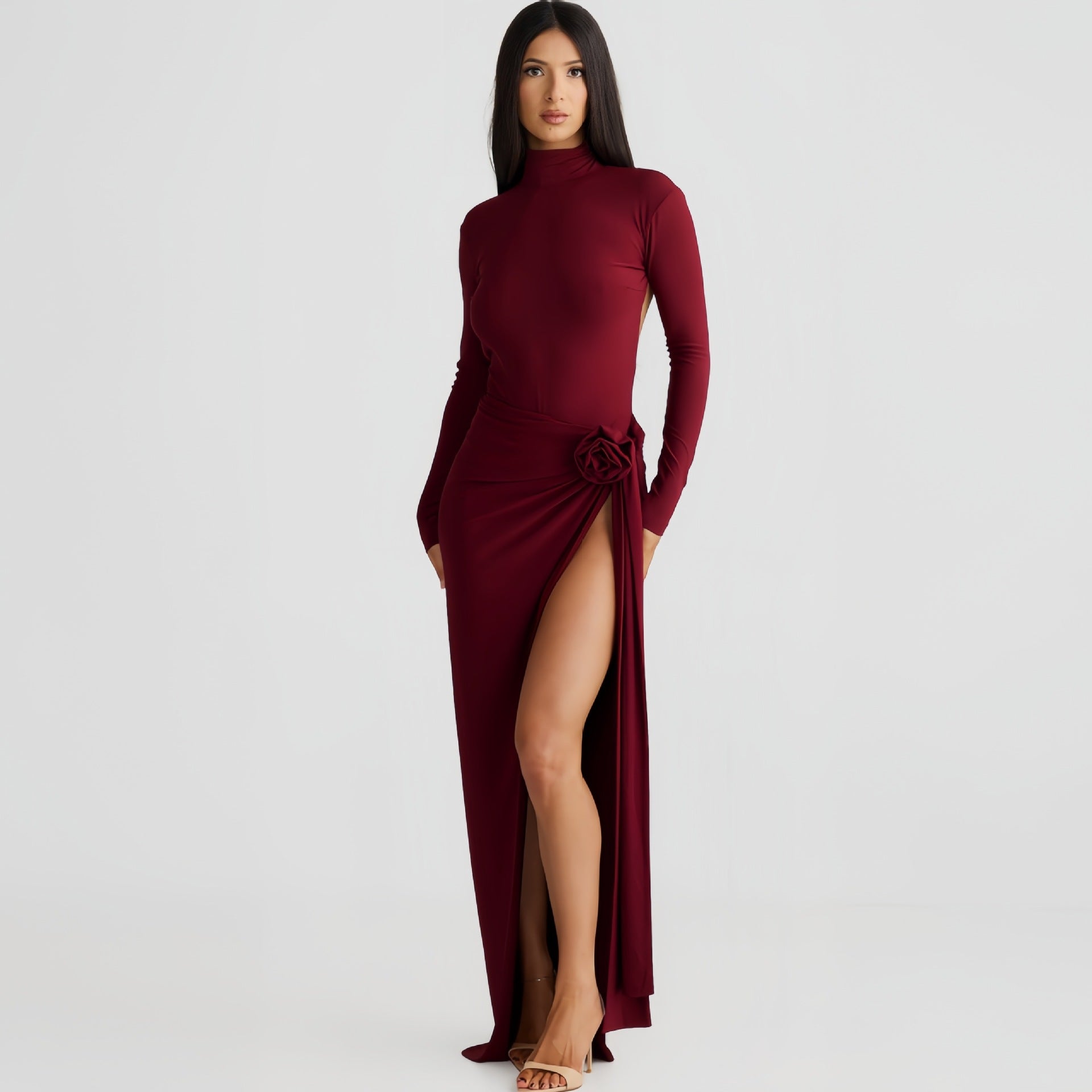 Autumn Backless Slit Jumpsuit WensDiva