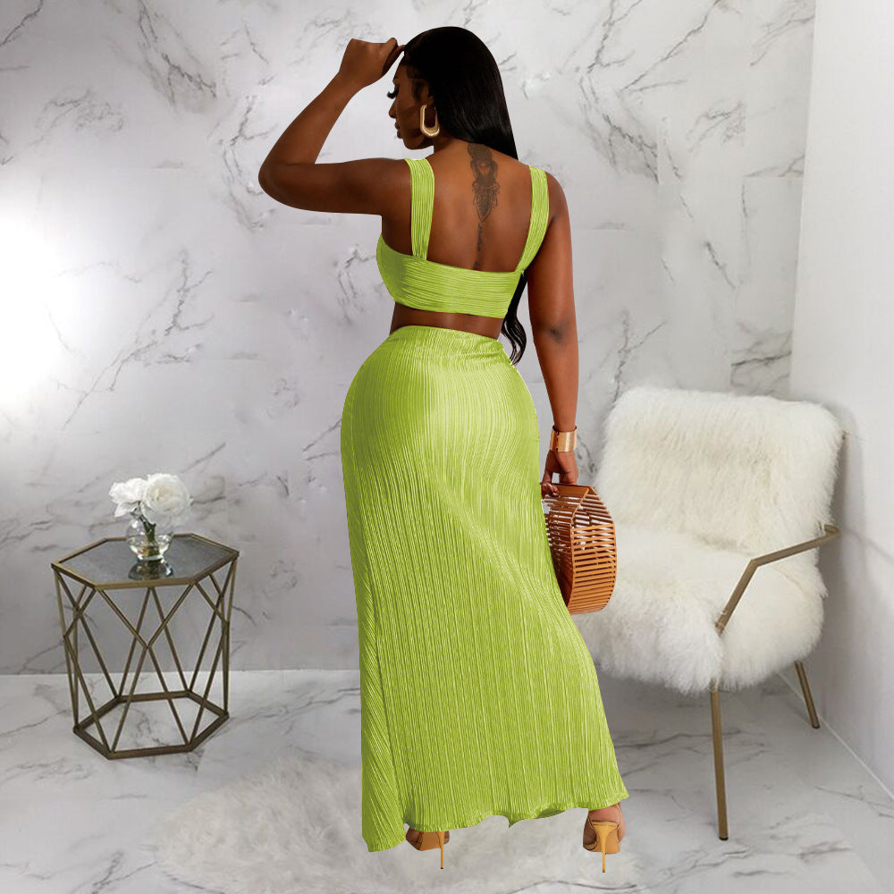 Spaghetti Strap Pleated Set MOOYAA