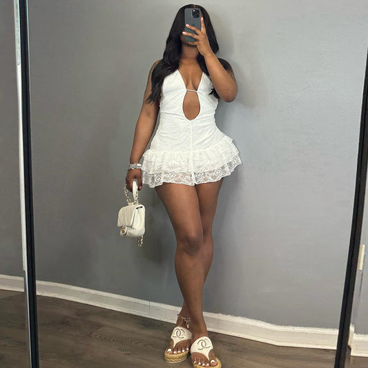 Lace-Up Backless Autumn Mini Dress Nazada