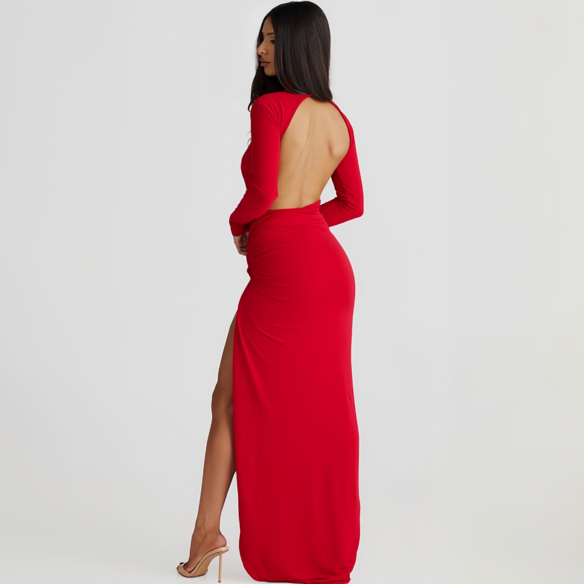 Autumn Backless Slit Jumpsuit WensDiva
