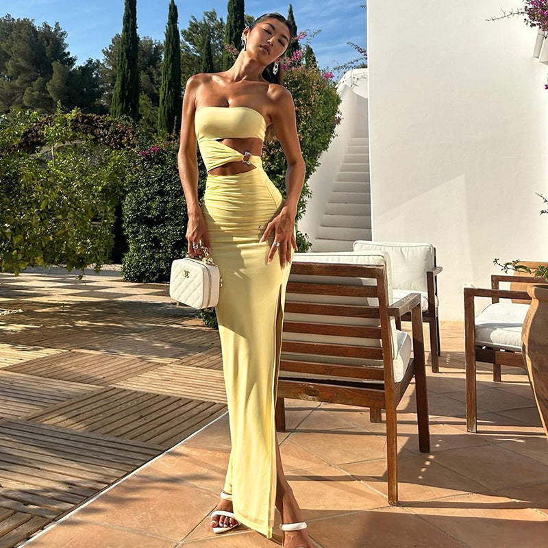 Sexy Yellow Cutout Maxi Dress FREYA