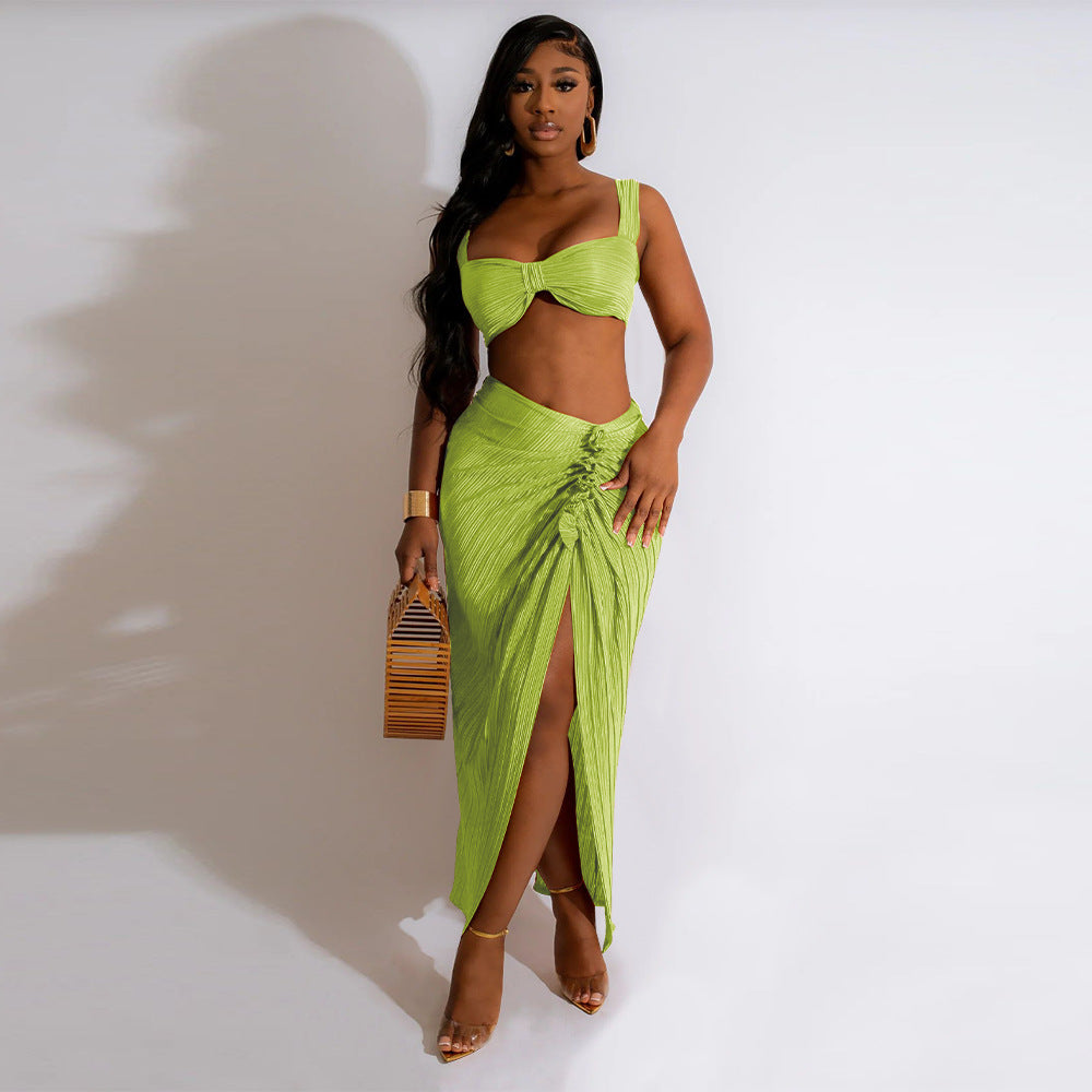 Spaghetti Strap Pleated Set MOOYAA